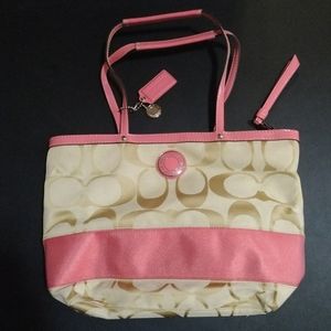 Coach Purse, Large, Cream and Pink
